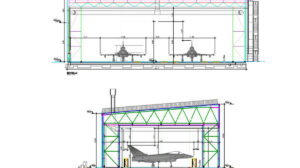 Plano preliminar del nuevo hangar para el Eurofighter en la Maestranza Aérea de Albacete.
