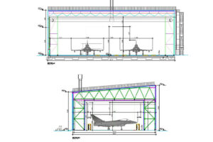Plano preliminar del nuevo hangar para el Eurofighter en la Maestranza Aérea de Albacete.