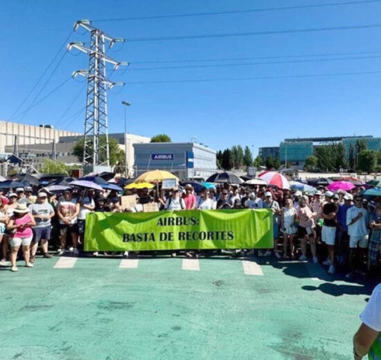 Trabajadores de Airbus España durante la huelga.