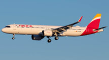 El séptimo A321XLR de Iberia aterrizando en Madrid en su vuelo de entrega el 30 de diciembre de 2026 (Foto: Diego Ruiz de Vargas).