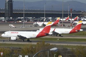 Aviones de Iberia en el aeropuerto de Madrid-Barajas.