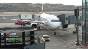 Preparación en Barajas del A321XLR EC-OIL para su primer vuelo de largo radio.