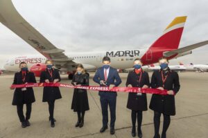 Baurtizo del Airbus A321neo de Iberia Express dedicado a Madrid.