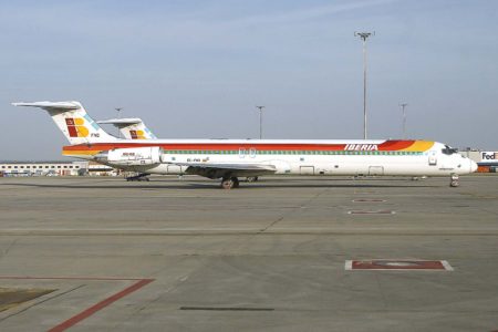 MD-88 de Iberia almacenados tras la crisis de 2008.