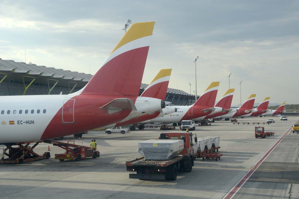 Aviones de Iberia en la T4 del aeropuerto Madrid Barajas.