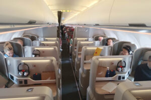Cabina de pasaje de los Airbus A321XLR de Iberia.