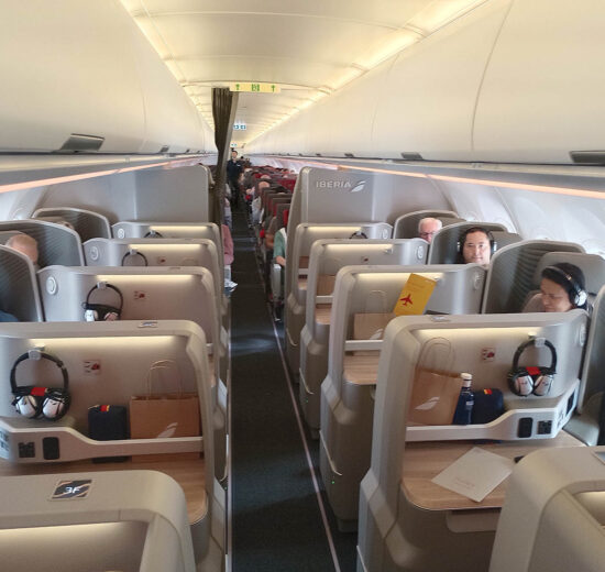 Cabina de pasaje de los Airbus A321XLR de Iberia.