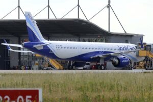 Airbus A321 de la aerolínea india IndiGo listo para su entrega en Finkenwerder.