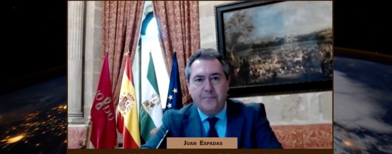 Juan Espadas, alcalde de Sevilla, durante su intervención en la inauguración del 1st Space & Industrial Economy 5.0 Sevilla Virtual Summit.
