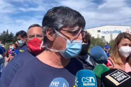 Juan Manuel Trujillo durante una de las manifestaciones en contra del cierre o traslado de la factoría de Puerto Real de Airbus.