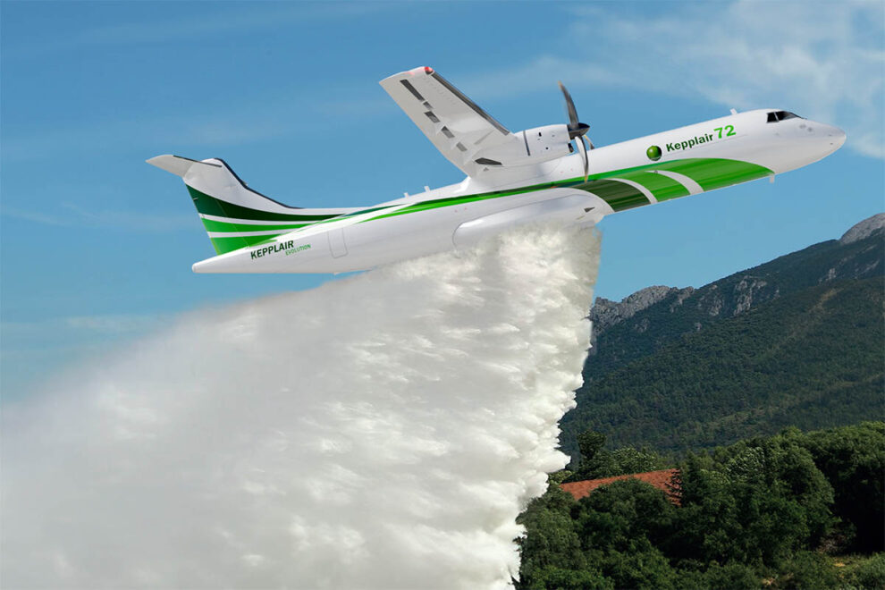 Ilustración del ATR 72 en versión apagafuegos.