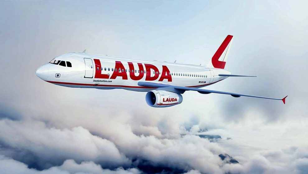 Nueva imagen corporativa de Laudamotion, similar a la usada por Lauda Air en el pasado.