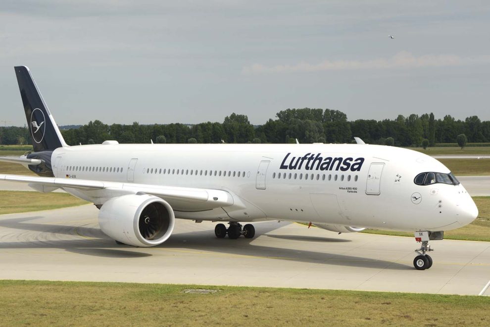 Airbus A350-900 de Lufthansa como el que se usará en el vuelo a las islas Falklands.