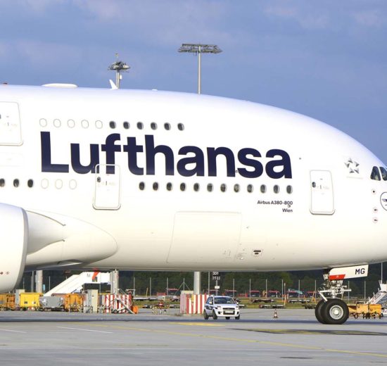 Airbus A380 de Lufthansa en el aeropuerto de Munich,