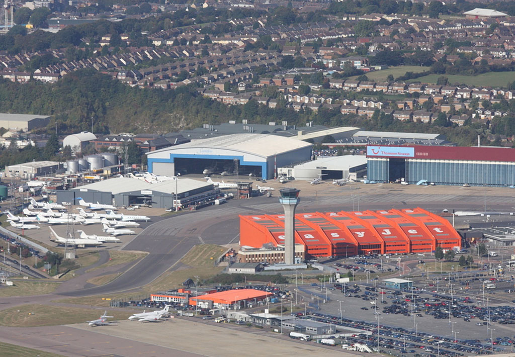 Vista aérea del aeropuerto de Luton