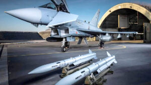 Misiles MBDA Meteor junto a un Eurofighter alemán.