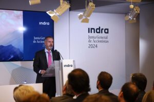 Marc Murtra en su intervención frente a los accionistas de Indra.