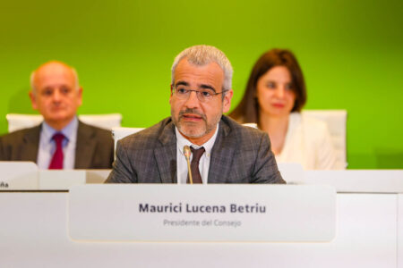 Maurici Lucena, presidente de Aena durante su intervención ante la junta de accionistas.