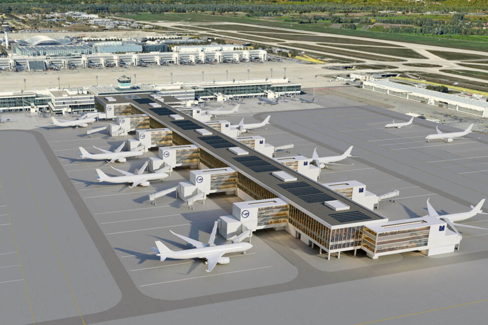 Aspecto que ofrecerá, desde 2035, el satélite de la T2 del aeropuerto de Múnich.