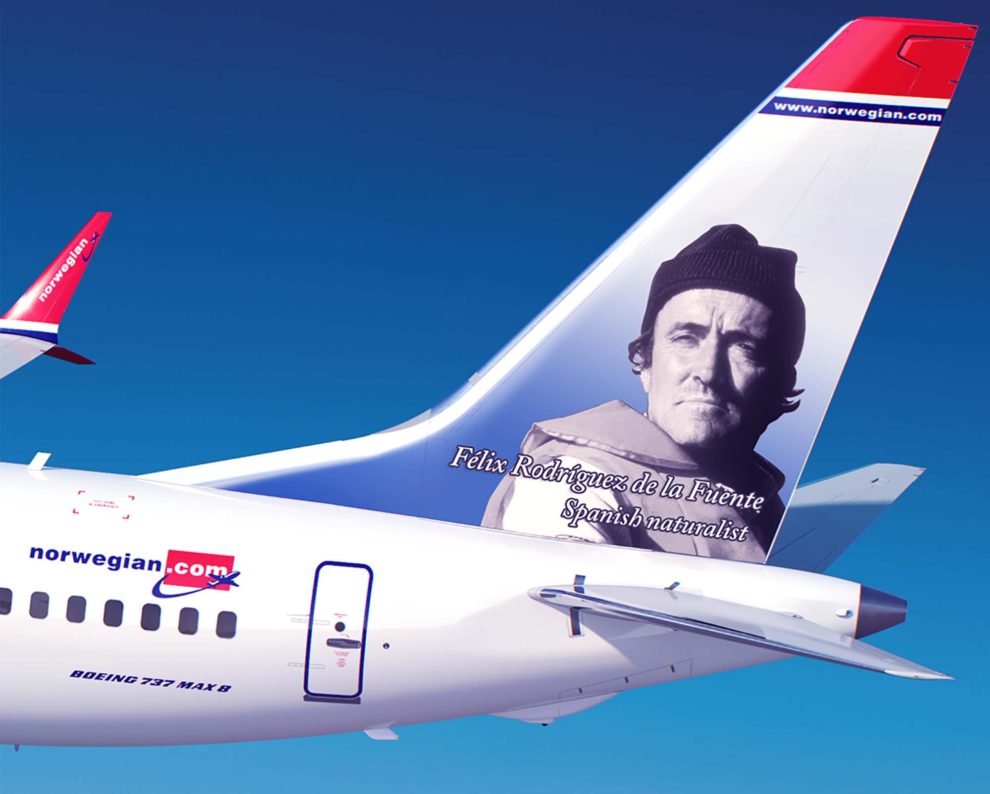 Félix Rodríguez de la Fuente será el próximo español al que Norwegian homenajeará en las colas de sus aviones.