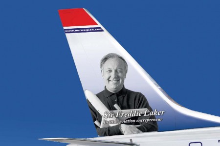 Sir Freddie Laker, impulsor de los vuelos low cost de largo radio será honrado por Norwegian el la cola de su primer Boeing 737 MAX 8.