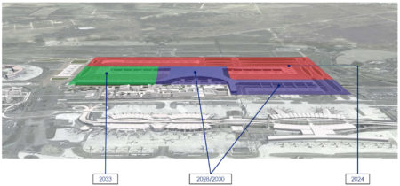 La construcción de la Terminal 4 y sus infraestructuras se había planeado en tres fases.