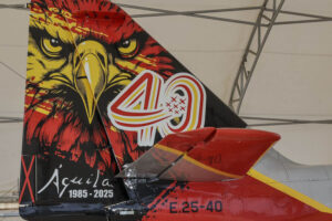 Cola del C-101 decorado para celebrar los 40 años de la Patrulla Águila.