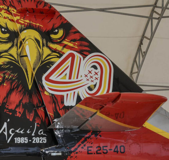 Cola del C-101 decorado para celebrar los 40 años de la Patrulla Águila.