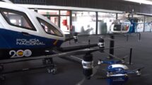El Alouette II y los drones Ehang en la exposición de los 200 años de la Policía española.