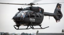 El Airbus Helicopters H145M de la policía de Luxemburgo en uno de sus vuelos de prueba previos a su entrega.º