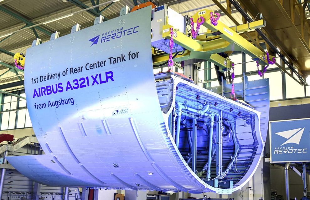 Sección de premium Aerotec con el nuevo depósito de combustible del Airbus A321XLR
