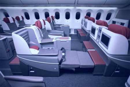El asiento de Premium Business de la nueva cabina que ha estrenado el B-787-9 de LAN