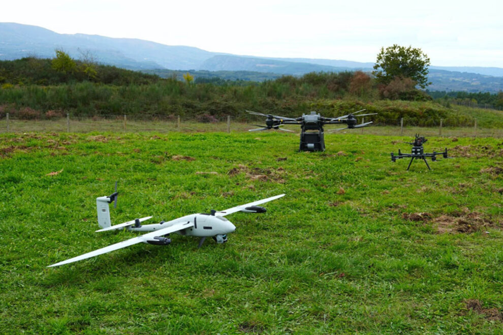 Algunos de los drones usados en las pruebas en Rivera Sacra.