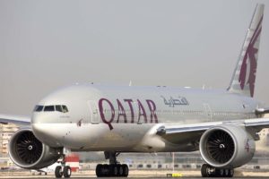 Boeing 777-200LR con el que Qatar Airways operará este año 2020 la ruta de Málaga a Doha.