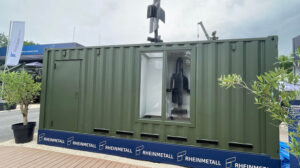 Lanzador de municiones merodeadoras de Rheinmetall.