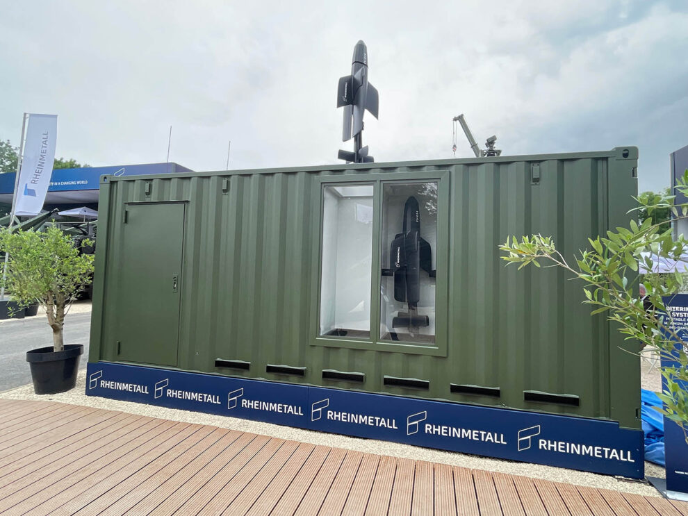 Lanzador de municiones merodeadoras de Rheinmetall.