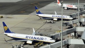 Aviones del Grupo Ryanair en el aeropuerto de Palma de Mallorca.