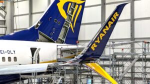 El nuevo winglet split scimitar ya instalado en el Boeing 737 EI-DLY de Ryanair.