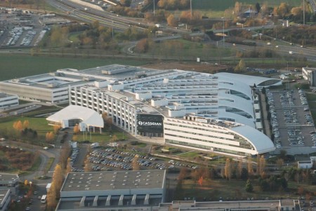 Sede francesa de Airbus Defence and Space en Elancourt (suroeste de París), todavía con su antiguo nombre de Cassidian.