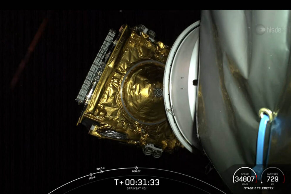 Separación de Spainsat NG I del lanzador Falcon 9.