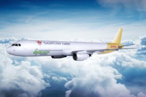 Decoración que está prevista luzcan los Airbus A321F de SmartLynx operando para DHL.