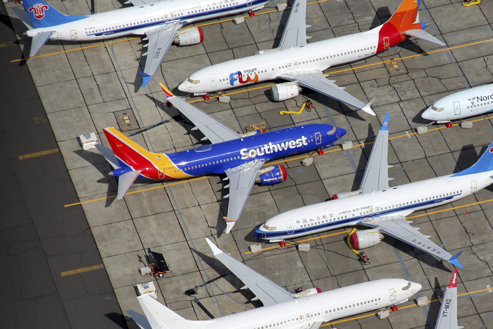 Boeing 737 MAX 7 de Southwest alamcenado a la espera de su entrega, entre otros B-737 MAX.