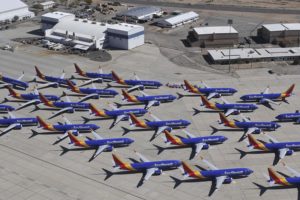 Algunos de los 34 Boeing 737 MAX que Southwest tiene aparcados.