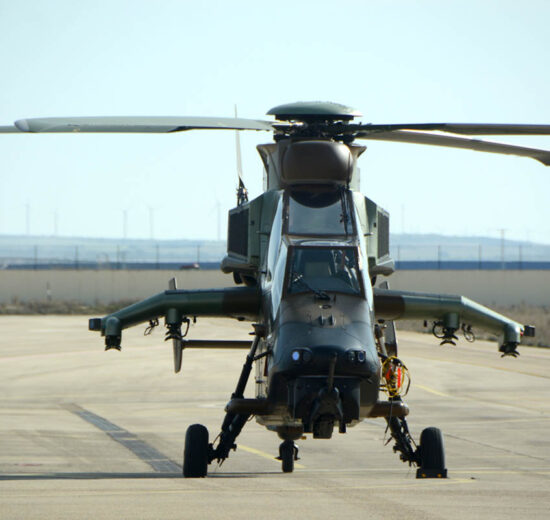 Tigre de FAMET en las instalaciones de Airbus Helicopters en Albacete durante una revisión.
