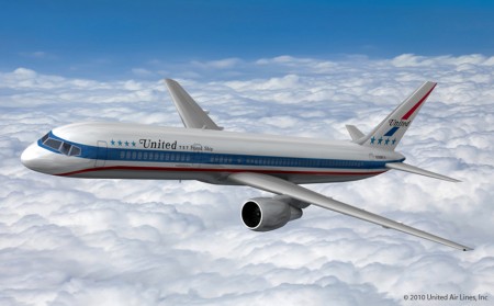 El diseño ganador para el avión retro de United