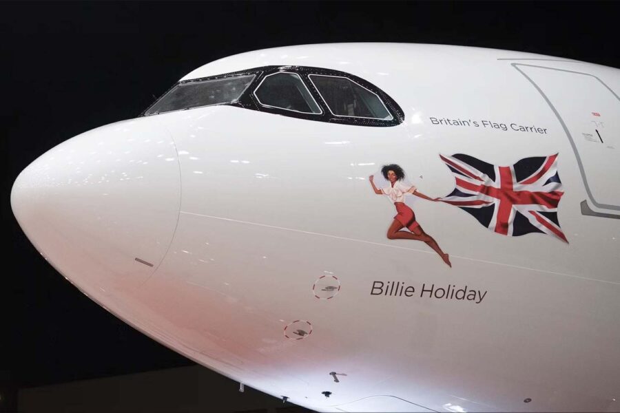 Virgin tlantic ha dedicado su primer Airbus A330-900 a la cantante Billie Holiday.