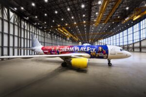 El nuevo Airbus A320 de Vueling dedicado al FC Barcelona femenino.