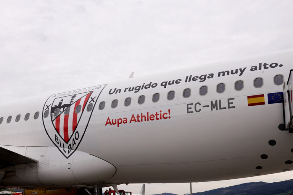 Así decoró Vueling un Airbus A320 para la final de la Copa del Rey de fútbol que ganó el Atlétic de Bilbao.