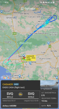 Trayectoria del vuelo del A400M para Kazajistan según FR24.