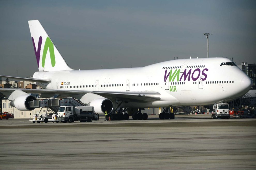 El último de los Boeing 747 de Wamos Air cuando todavía llevaba los colores de esta.